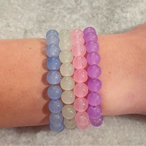 Handmade Pastel Beaded Bracelet Stack - 4 Bracelets